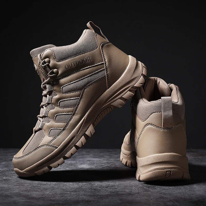 Jesienne i zimowe buty męskie Nylonowe skórzane odporne na zużycie Outdoor Hunting Hiking Desert Boot Army Fans Combat Training Shoes. — zdjęcie 3