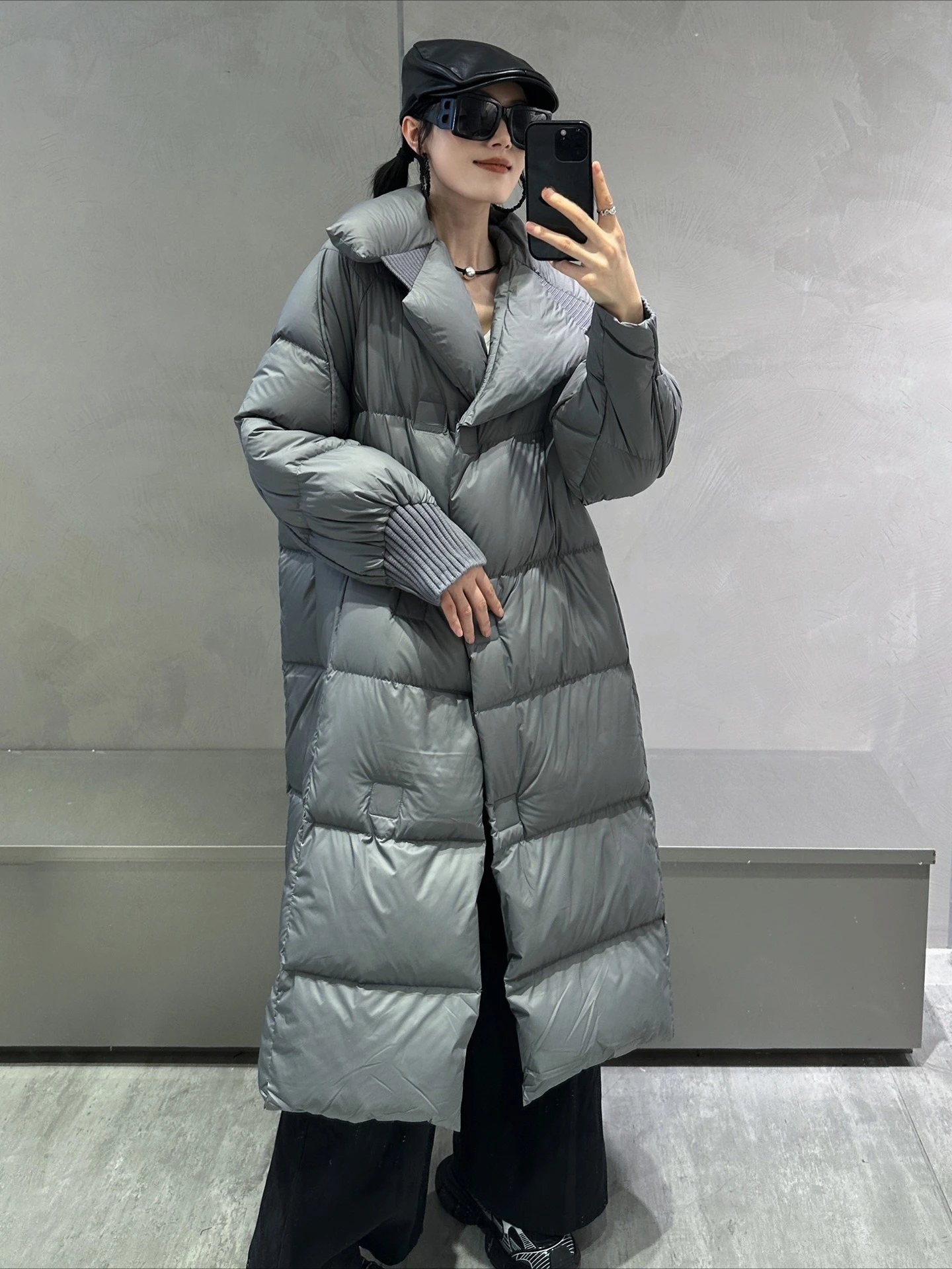 Korean Style Winter New Fashion Women's Solid Color Casual Trendy Simple Basic Turn-down Collar Long Sleeve Quilted Coats Female