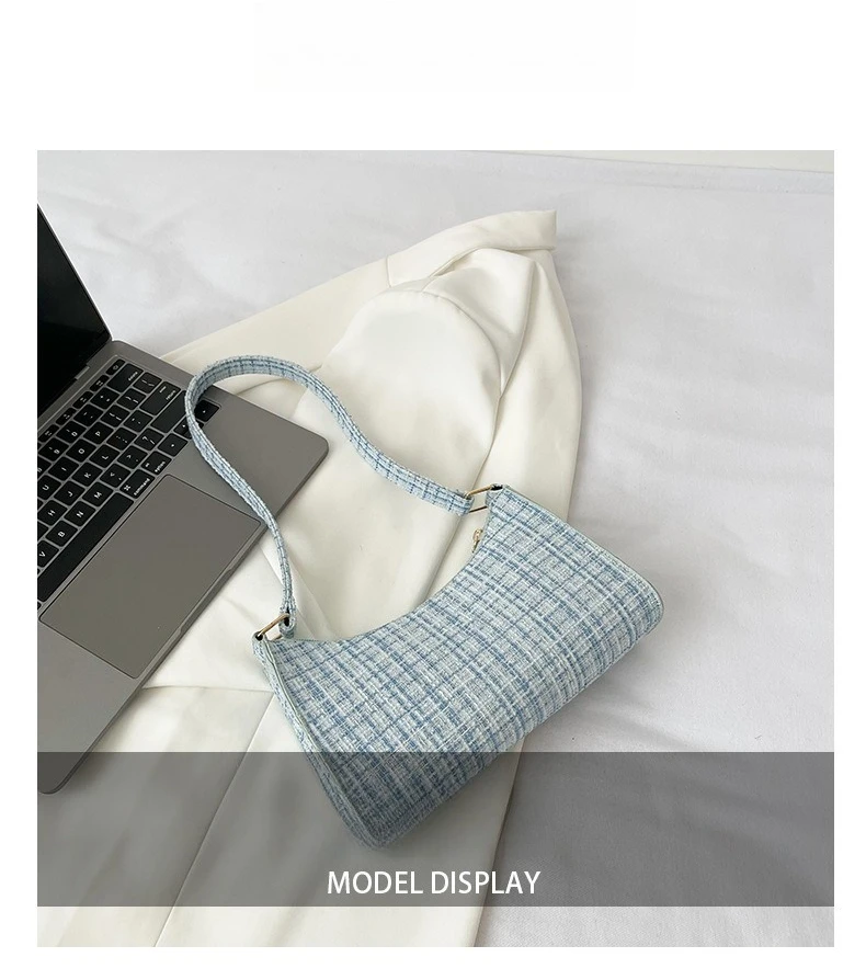 Damen-Unterarmtasche mit minimalistischem Gittermuster, modische High-End-Design-Umhängetasche, lässige, vielseitige Geldbörse für den Pendelverkehr – Detail 3