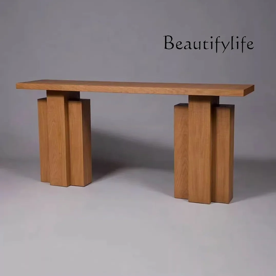 

XMedieval Solid Wood Entrance Table Designer Art Creative Foyer Entry Living Room Decorative Entrance Table