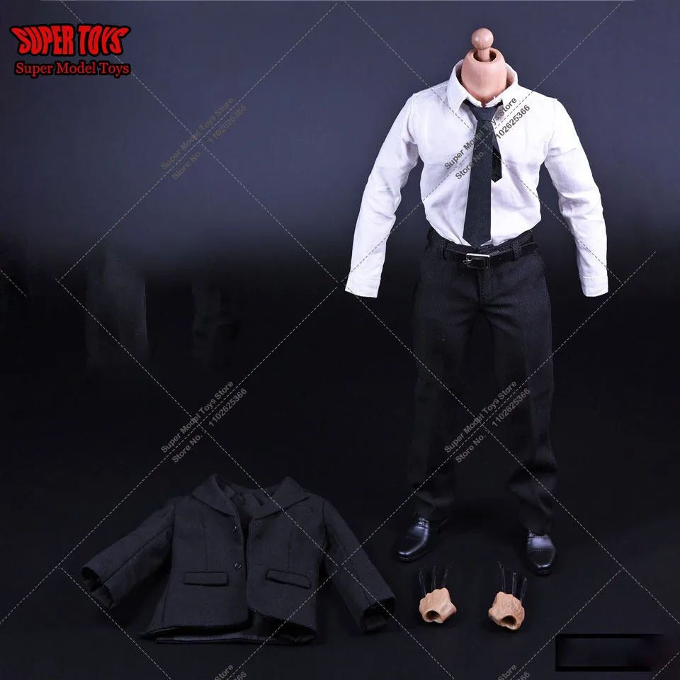 Copycat 1/6 Men Solider Uncle Wolf Old Logan Black Western-Style Suit Cloth Set with Wolf Claw Accessory for 12'' Action Figure