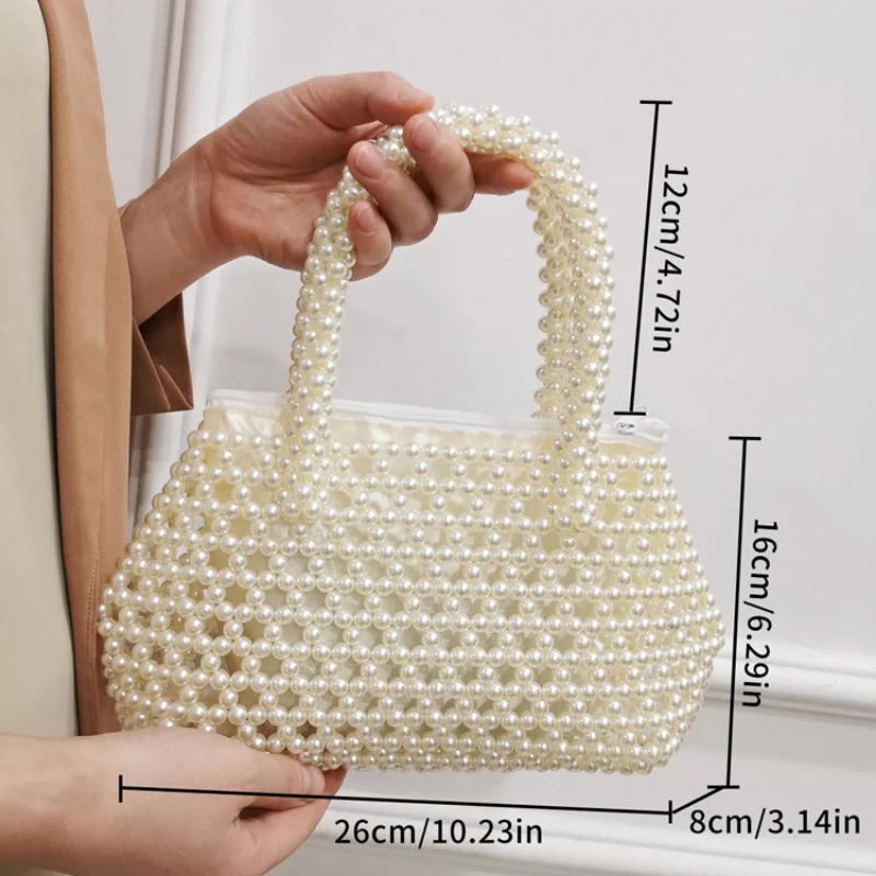 Imagem -05 - Bolsa de Cristal Tecido à Mão para Mulheres Elegante e Versátil Pérola Acrílica Retrô Bolsa Feminina Moda Nova 2023