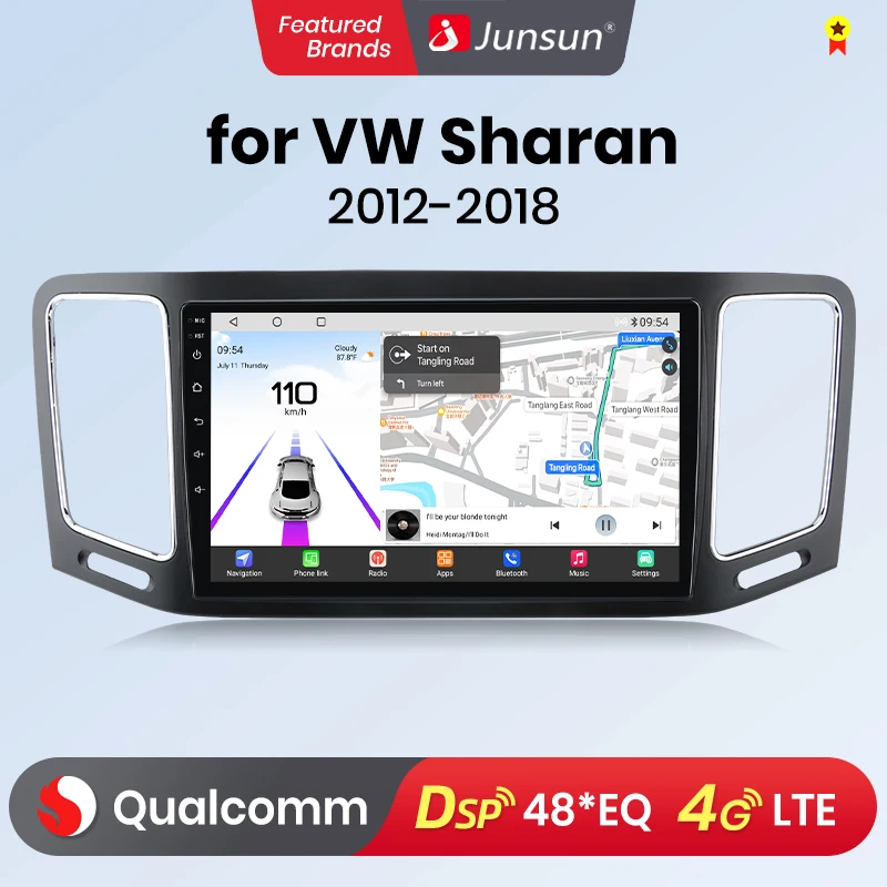 Junsun Android13 Qualcomm 8 Core Wireless CarPlay for Apple Android car Car Radio For Volkswagen Sharan 2014-2018 Car Radio GPS