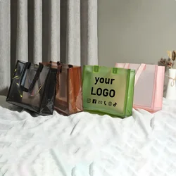 20 pieces high-end thickened handbags translucent clothing store gift packaging bags support printing store logo name