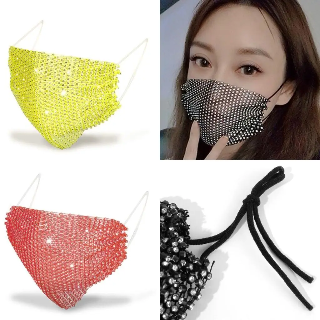 

R1WE Sexy Crystal Face Mask Женщины блески тазистых туфель для модного костюма