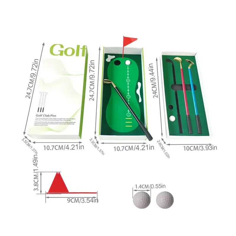 Golf Club Pens Creative Desk Putting Green Game Set Desktop Golf Ball Game For Stocking Stuffers Rewards Graduation