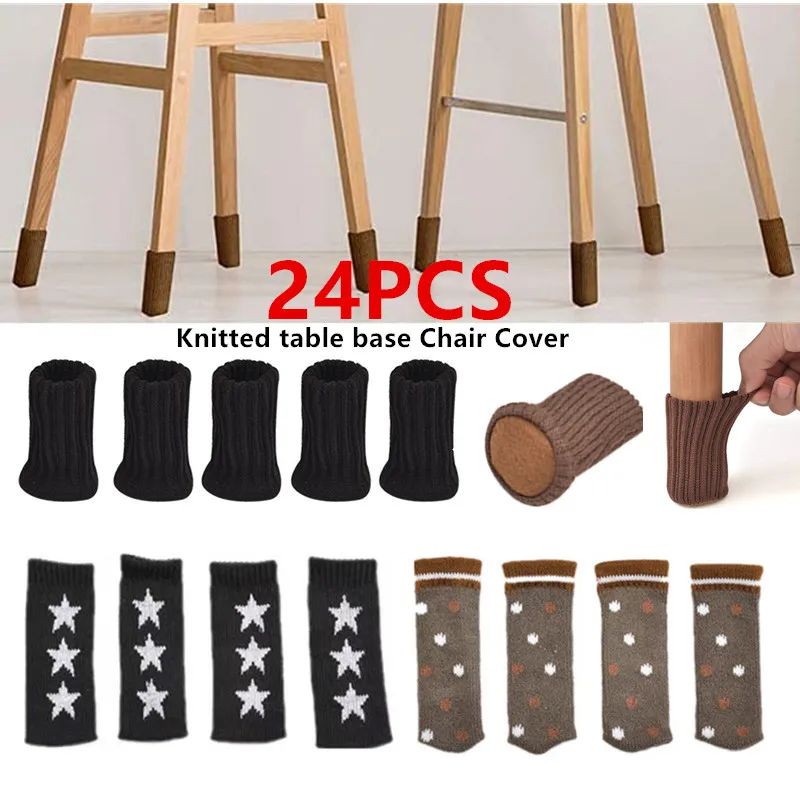 Fundas de punto para patas de silla, calcetines antideslizantes para pies de mesa, almohadilla antiruido para decoración de muebles, 4/24 piezas