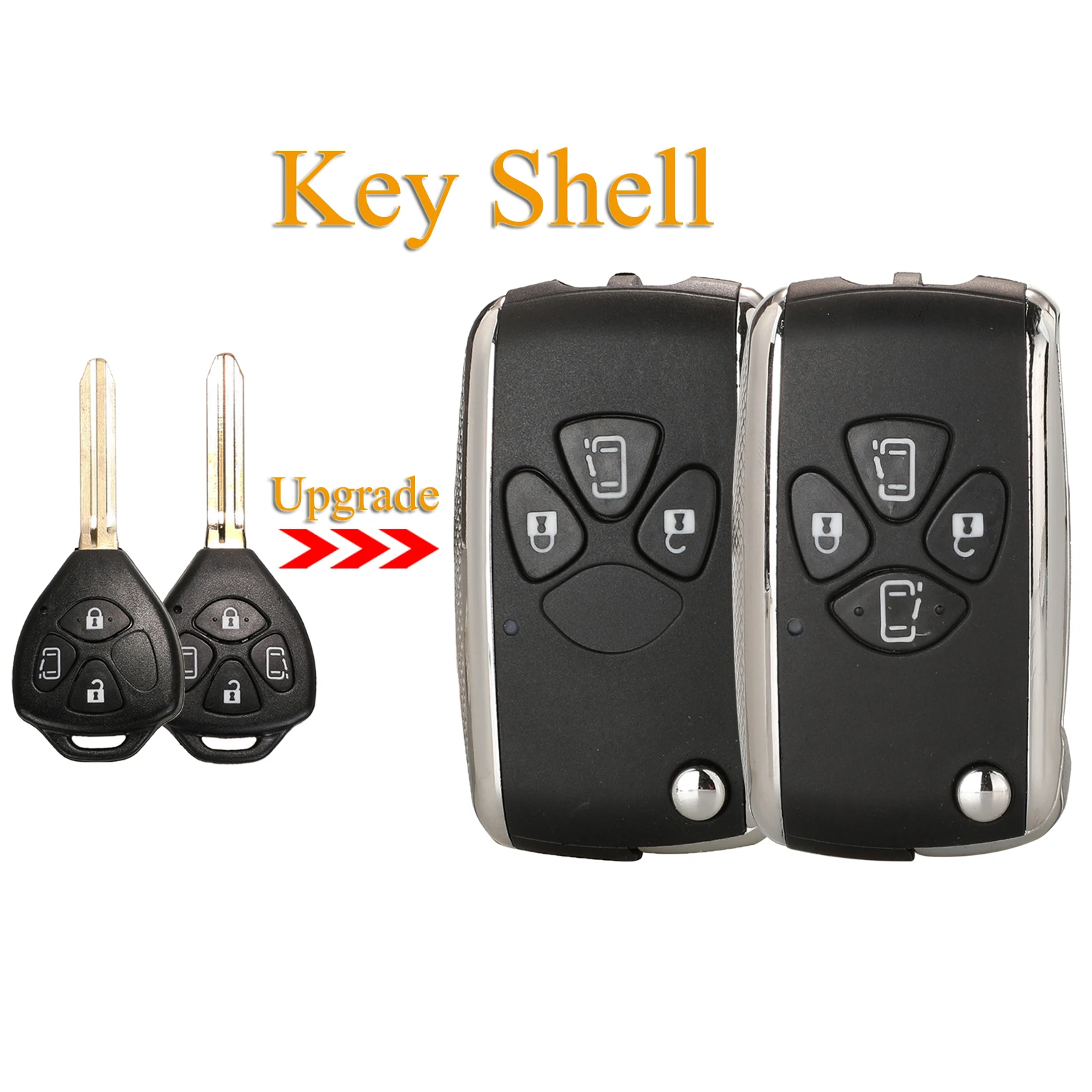 Jingyuqin 3/4 Buttons Upgrade Folding Remote Key Case TOY43 Blade For Toyota Alphard Corolla RAV4 Yaris Prado Camry Crown Avalon