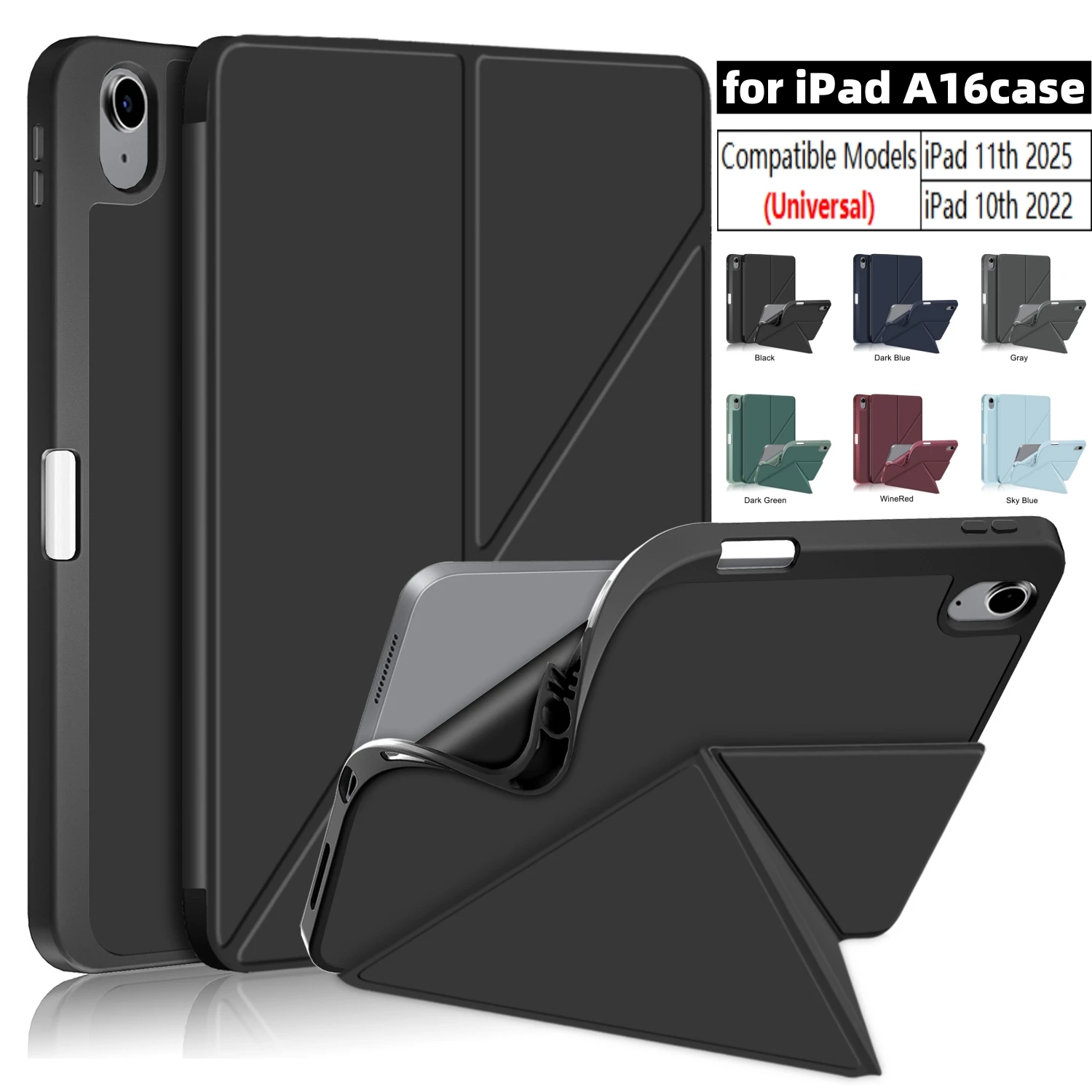 

Чехол Funda для iPad A16, чехол 2025 с магнитной деформацией и подставкой для планшетов с держателем для карандашей для iPad 10-го поколения 10,9 дюймов, 2022 г.