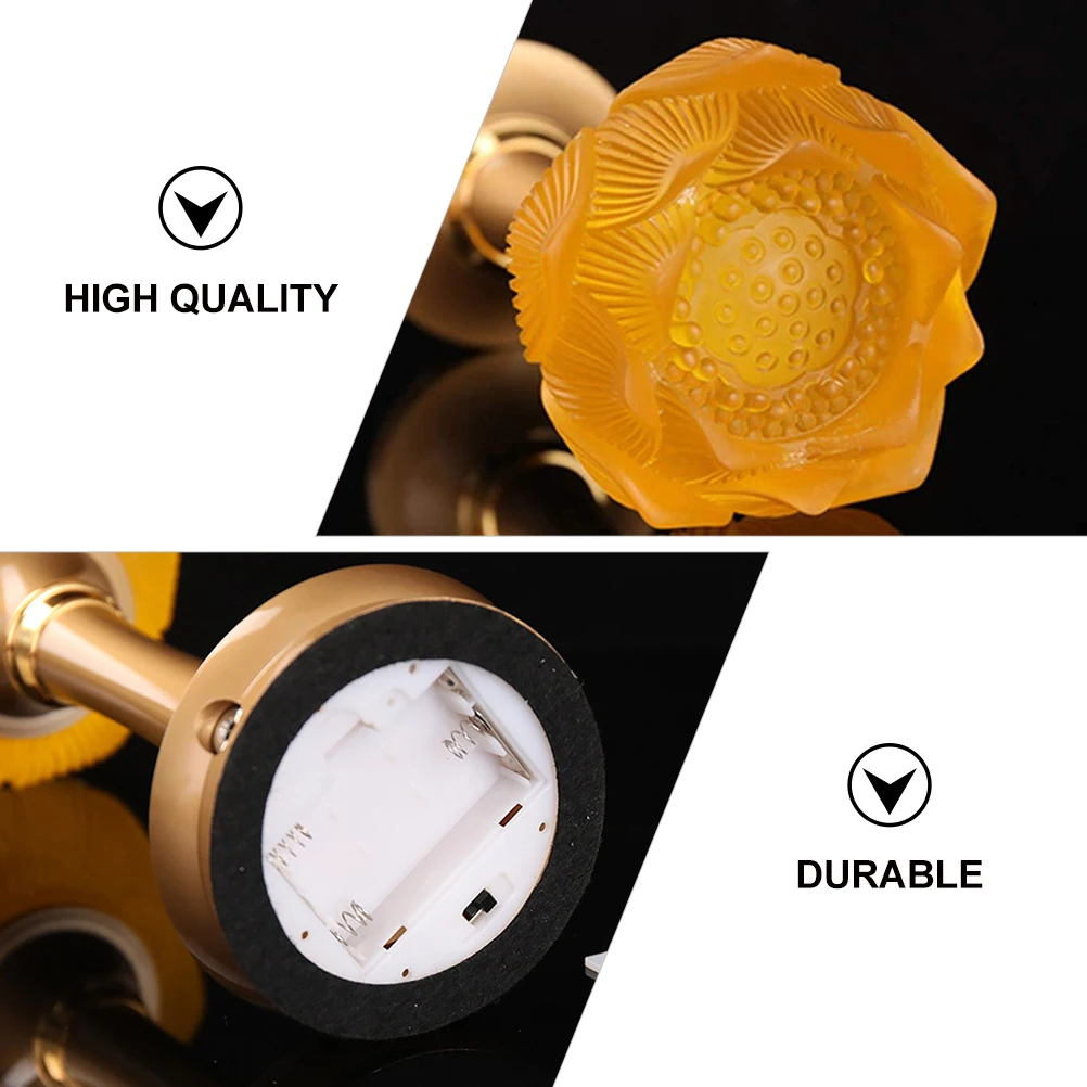 

2Pcs Lotus Design Lamp High-Quality Buddha Lamp for Home Temple Decoration Ornament Light Ornament