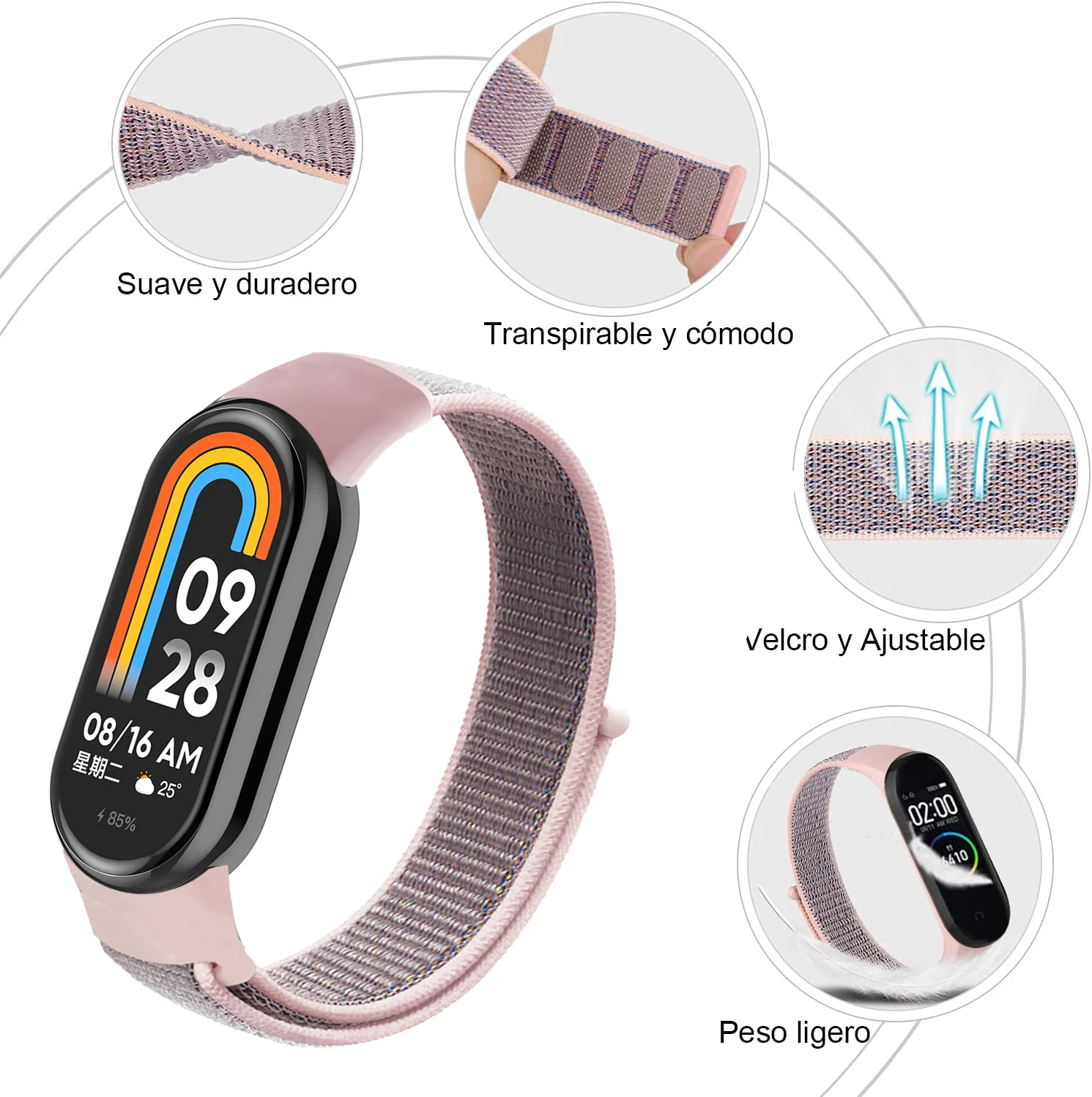 Correa de nailon para xiaomi Mi Band 9 y 8, pulsera deportiva de repuesto con NFC, para modelos 7, 6, 5, 4 y 3