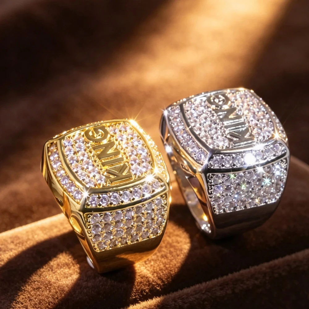 1PC Luxury Square Fully Paved Wide Band Ring, Two Color Options, Fashion Trend Unisex Versatile Design, Glam Jewelry for Party Daily Wear Wedding Anniversary Birthday Holiday Gift for Men and Women