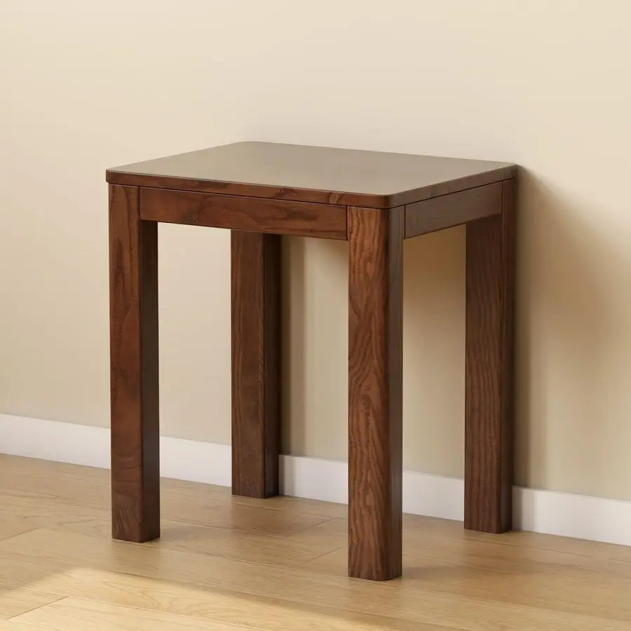 Solid Wood Stool, Walnut Wood Ottoman Footrest Stool Vanity Chair Bench Seat for Entryway Dining Bedroom Makeup Walnut no Cushio