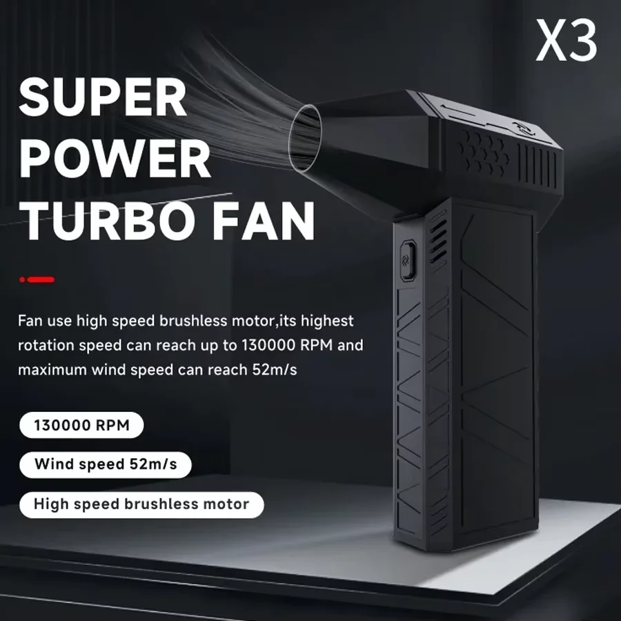 

New 130000RPM Turbofan Powerful Snow Blower 52M/S Jet Fan 6000Mah Brushless Motor Handheld Duct Portable Type-C Charging