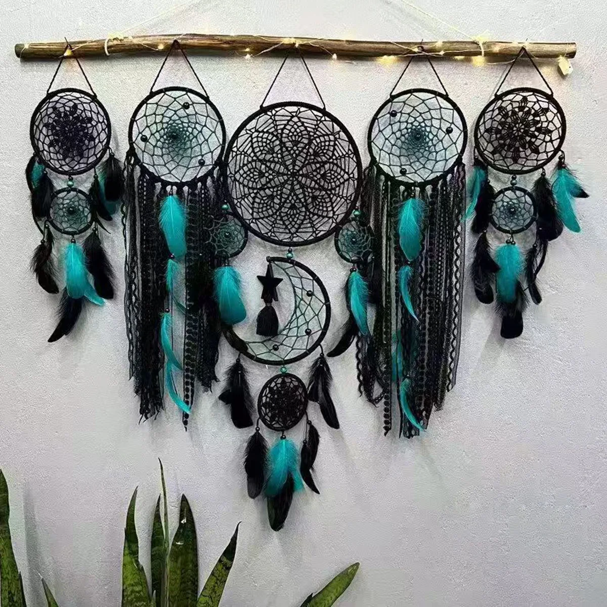 5Pcs Macrame Dreamcatcher Set Boho Home Decor Moon Wall Hanging Ramadan