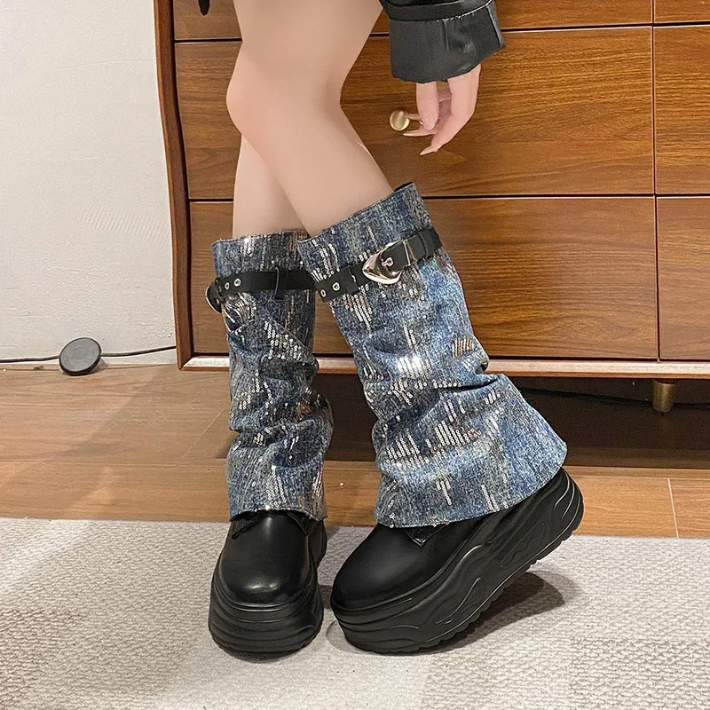 

Women's Thick soled Shoes Western Cowboy Boots Sleeve Short Boots Casual Soft Leather Height Increasing Designer Modern Boots