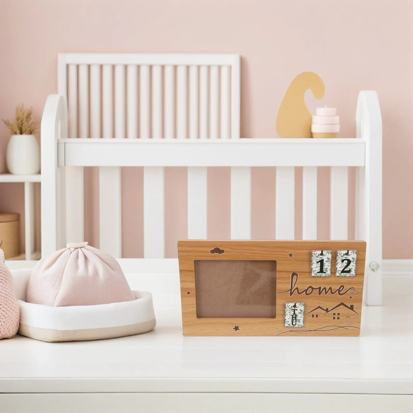 Baby Milestone Sign Wooden Keepsake Frame for Newborn Pregnancy Announcement Sonogram Picture Frame First Birthday Props Infant