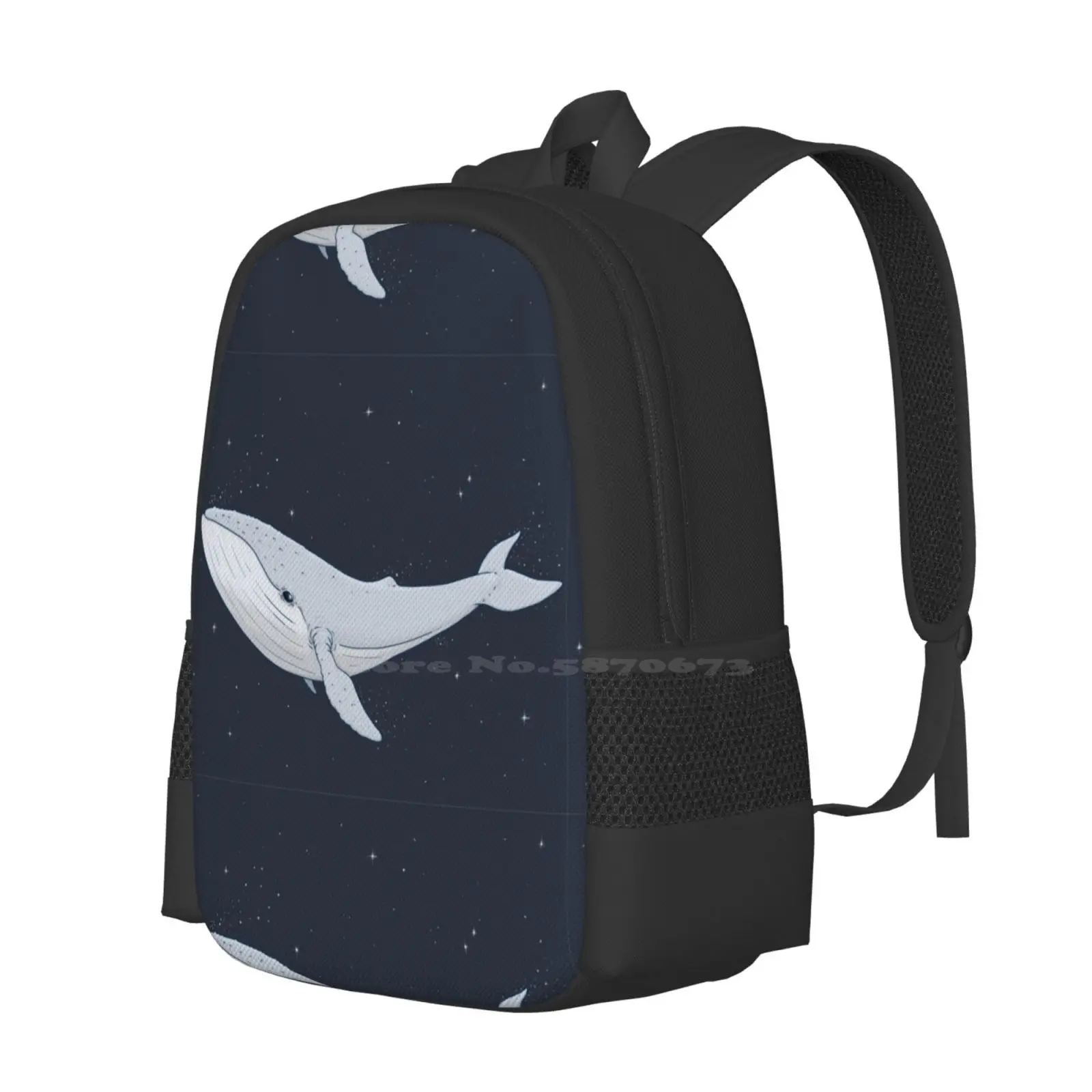 The Whale In The Night Hot Sale Schoolbag Backpack Fashion Bags Fish Mammal Sky Fly Ball Blu Wather Dream Oniric Summer Night