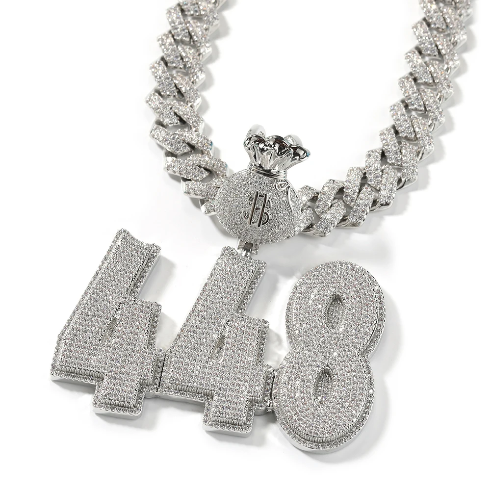

UWIN Customized Name Pendant Necklaces with Money Bag Bail Iced Out Pave Setting CZ Letter Pendant Personalized Fashion Jewelry