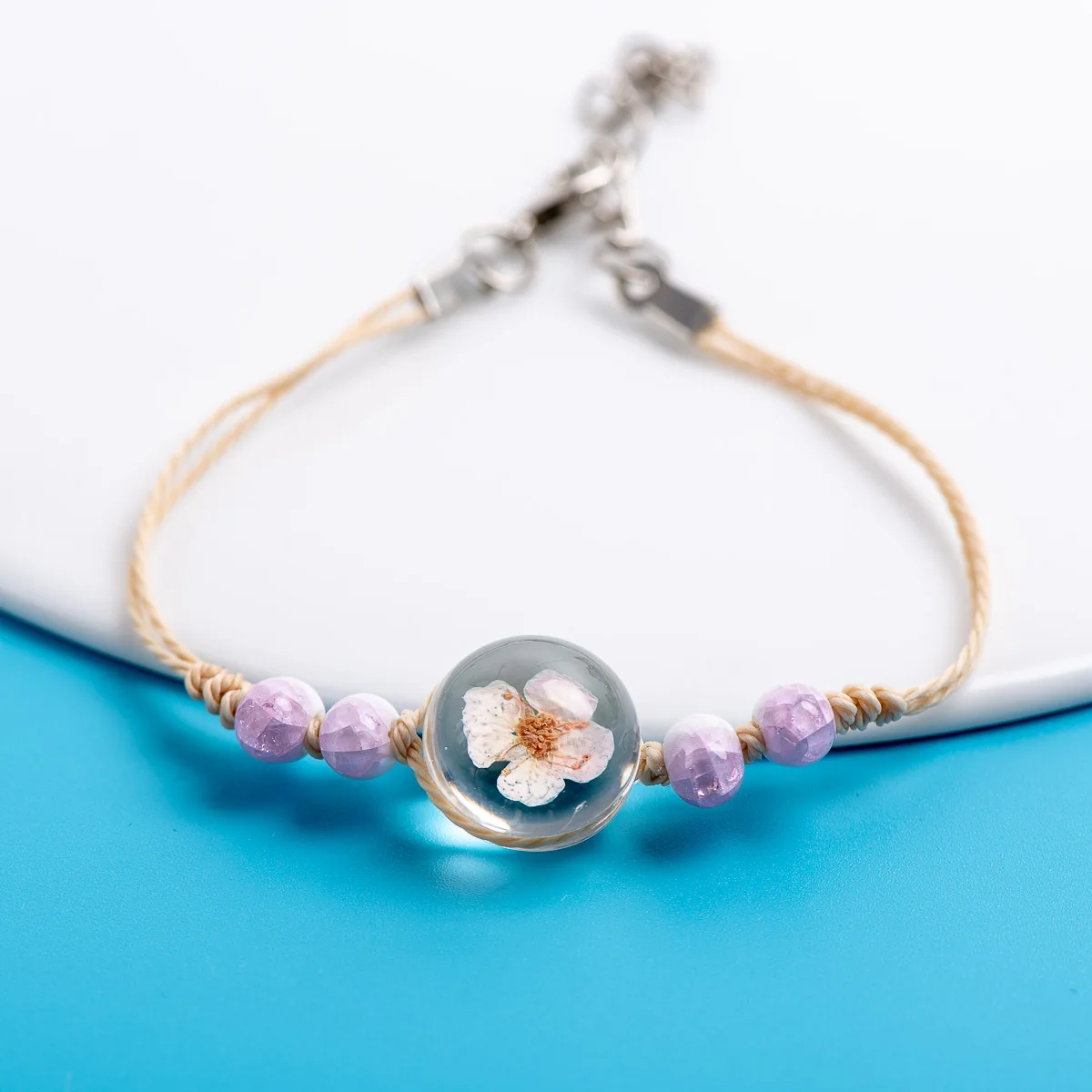 Crystal Transparency Flower Charms Bracelets Original jewelry Glass Ball Chain & link bracelet Jewelry & Accessories #EZ418
