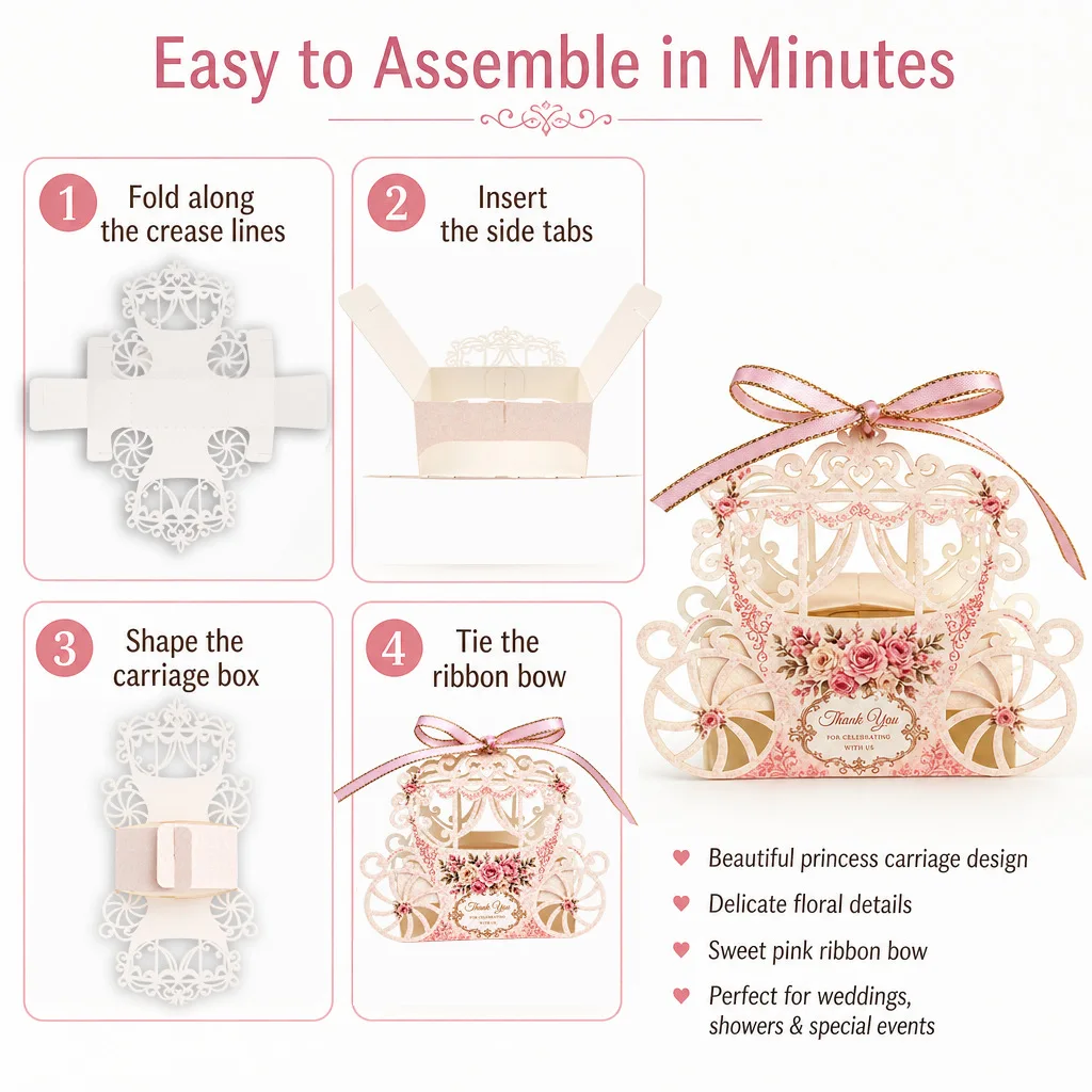 10 Pcs Laser‑Cut Hollow Candy Boxes, European Creative Floral Wedding Favor Paper Boxes for Guests view 5