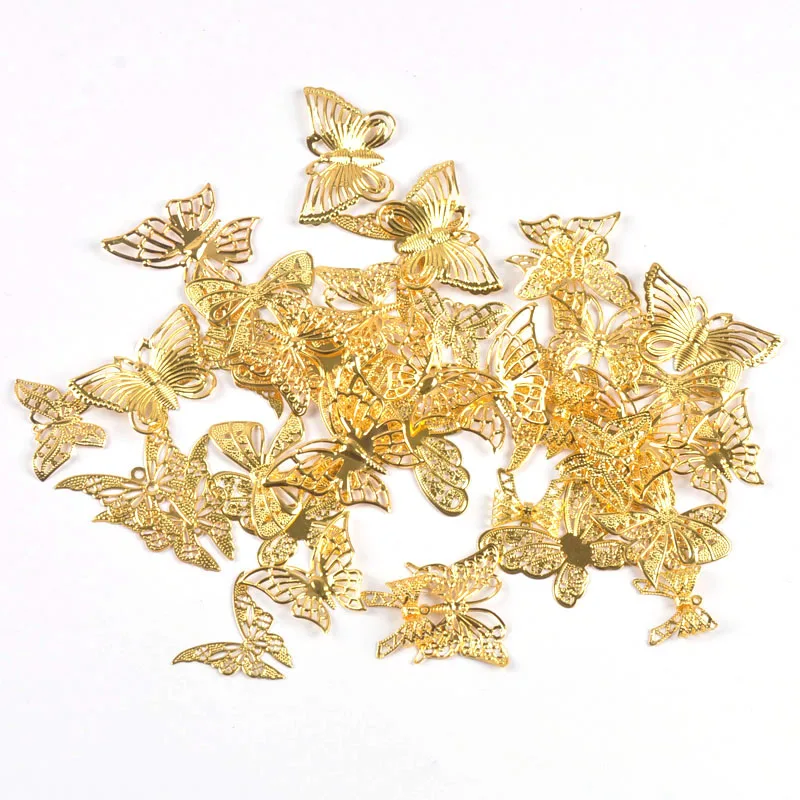 Mixed Gold Butterfly Filigree Wraps Connectors For Making Jewelry Findings DIY Scrapbook Home Decor Metal Crafts Embellishments