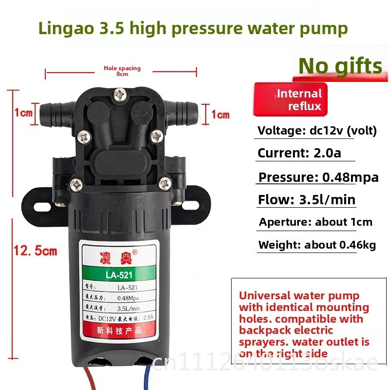12V agricultural electric sprayer water pump motor high pressure accessories dual core high power self priming pump
