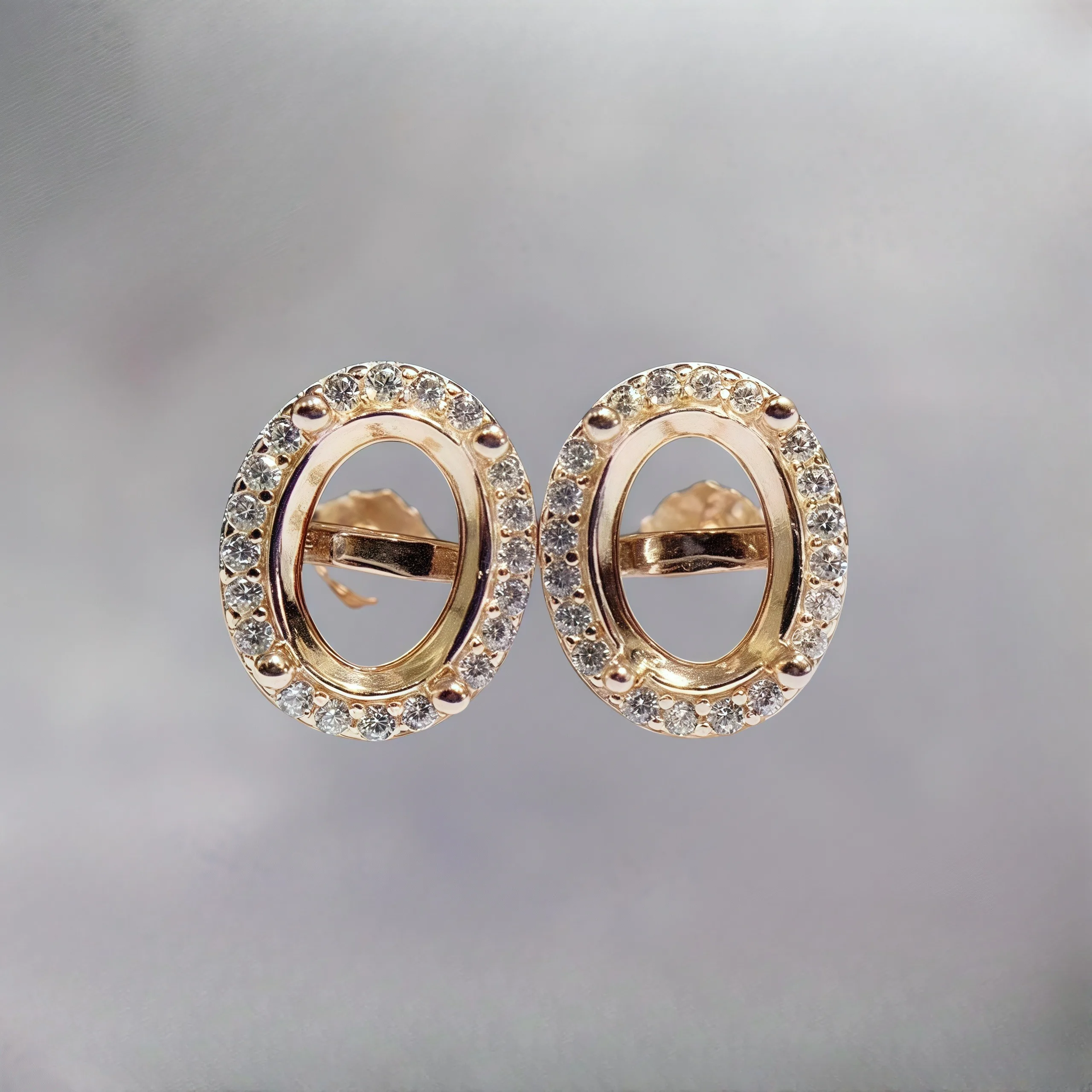 Setting 4*6/5*7/6*8mm Ellipse Stone DIY Empty Holder Earrings S925 Sterling Silver Fine Charm Jewelry Simple Design for Woman