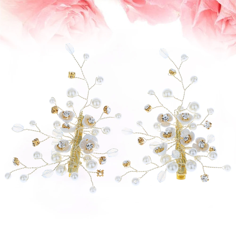 2 Stück Blumen-Haarspangen mit Perlen, Elegante Hochzeits- und Party-Haarnadeln für Mädchen, Blumenmädchen-Accessoires, Perlenbesetzte Haarnadeln