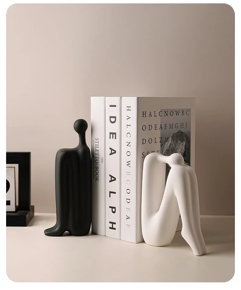 Modern Minimalist Abstract Character Bookend Ornament Resin Model Orange Yoga Man Sculpture Gift Crafts Home Decoration