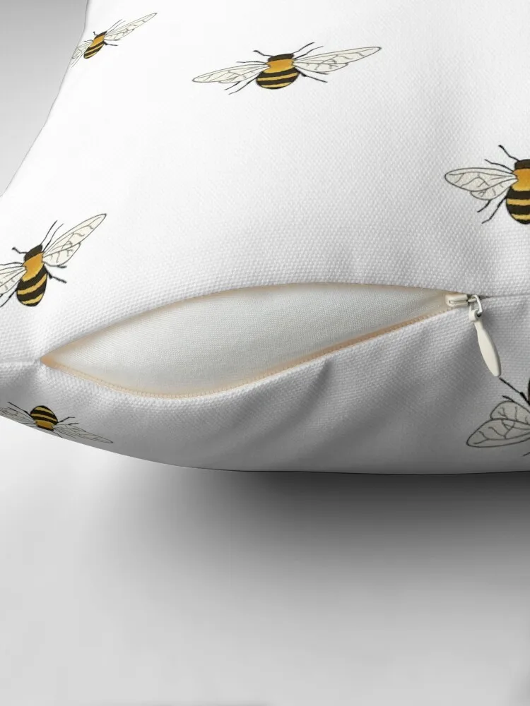 Bees on White - simple repeat pattern Throw Pillow Cushions Home Decor ornamental pillows pillow