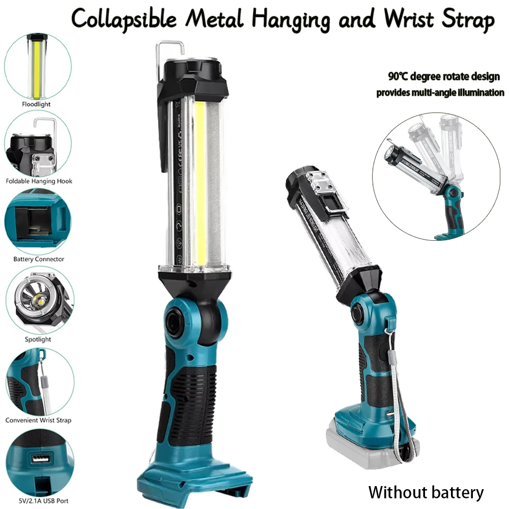 

Светодиодный рабочий фонарь для Makita 18 В, литий-ионный аккумулятор, фонарик, инструмент, портативный прожектор, аварийное освещение с USB