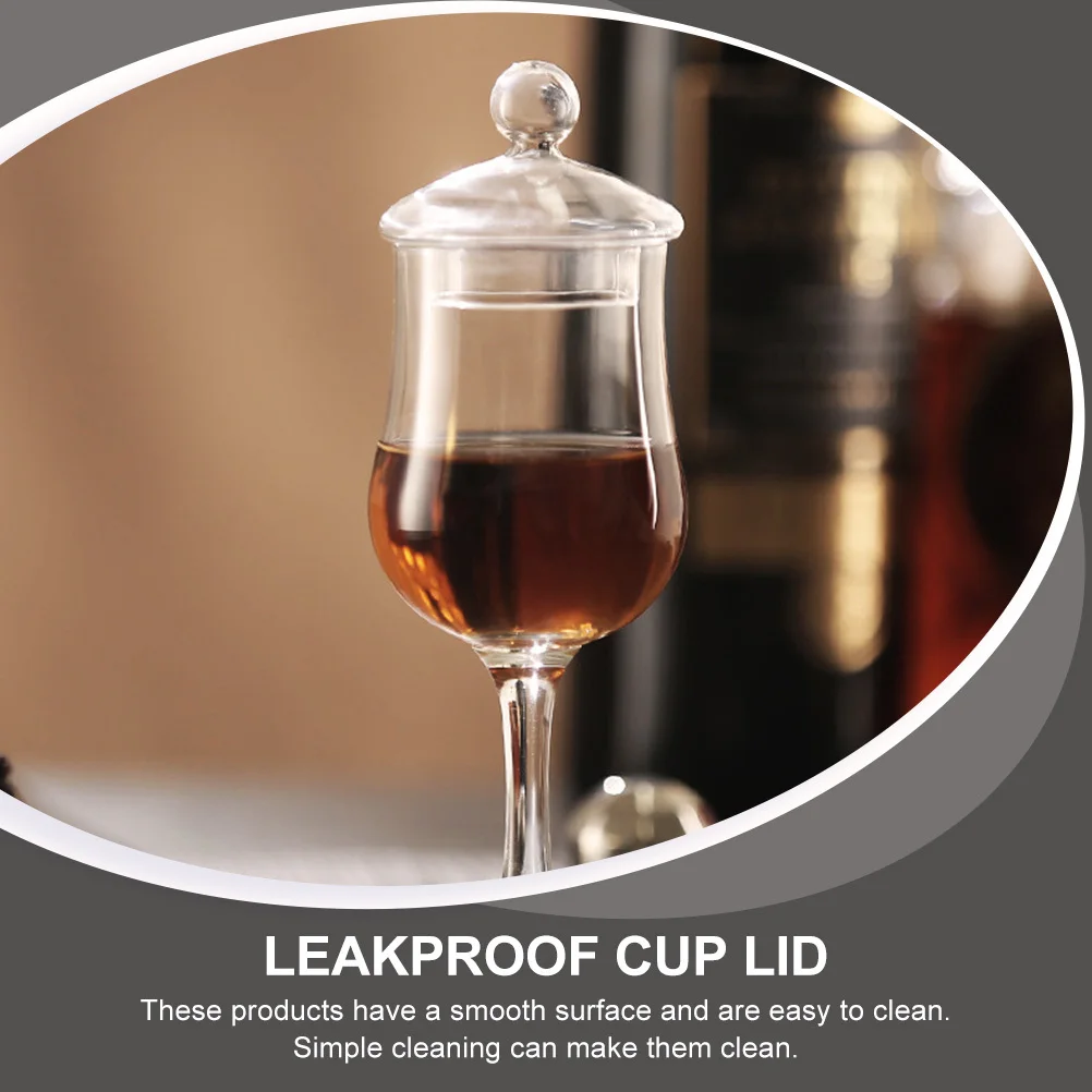 

2Pcs Transparent Leakproof Glass Goblet Lid Creative Cup Cover Heat Resistant Glass Cup Lid for Home Cocktail Drink Seal