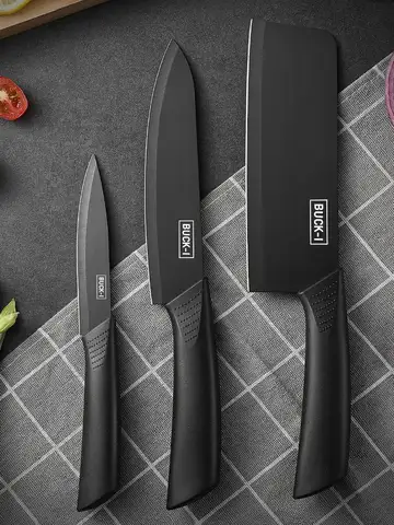 Kitchen knife set, including cleaver, chef's knife, and fruit knife, with knife block, suitable for peeling meat and vegetables