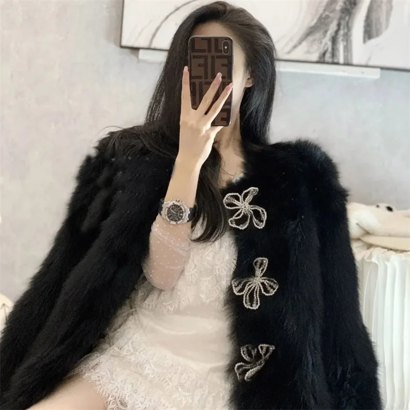 

Fox Fur Grass Coat Women's Winter New Item Thickened Pearl Bow Socialite Temperament Young Style Fashionable Slimming ﻿