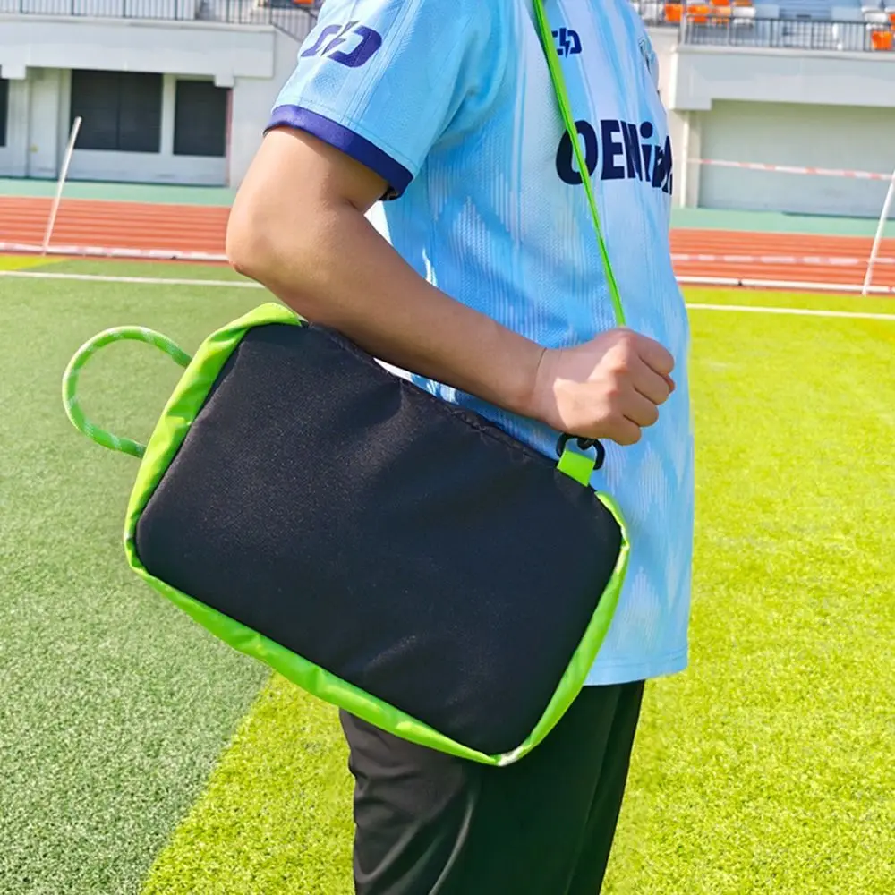 

Handheld Portable Shoe Bag Cuboid Shape Breathable Travel Shoes Organizer Double Zipper Adjustable Straps Football Shoe Pouch