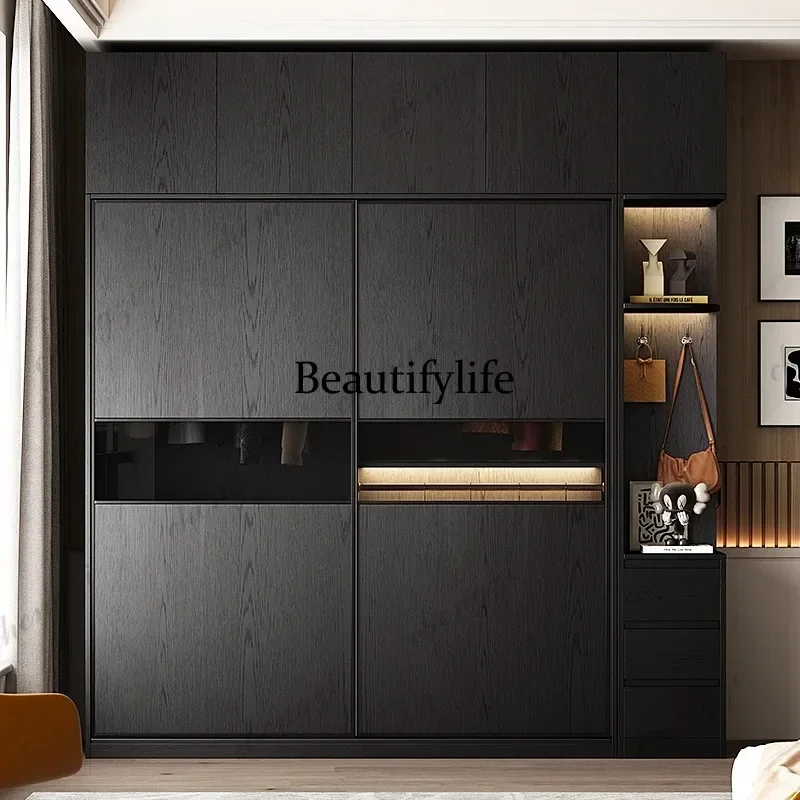 NQ52  black portable Sliding wardrobe clothes closet Organizer Double storage Open wardrobe luxury guarda roupa bedroom