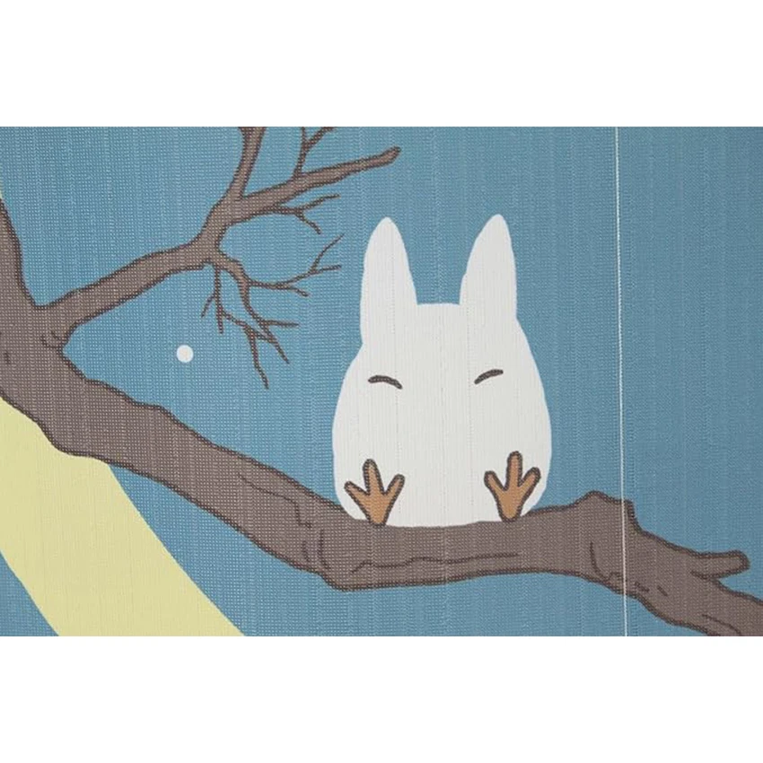 Studio Ghibli Totoro Noren Curtain Tapestry Winter Sky and Crescent Moon Bedroom Partition Kitchen Bathroom Door Decor Customize