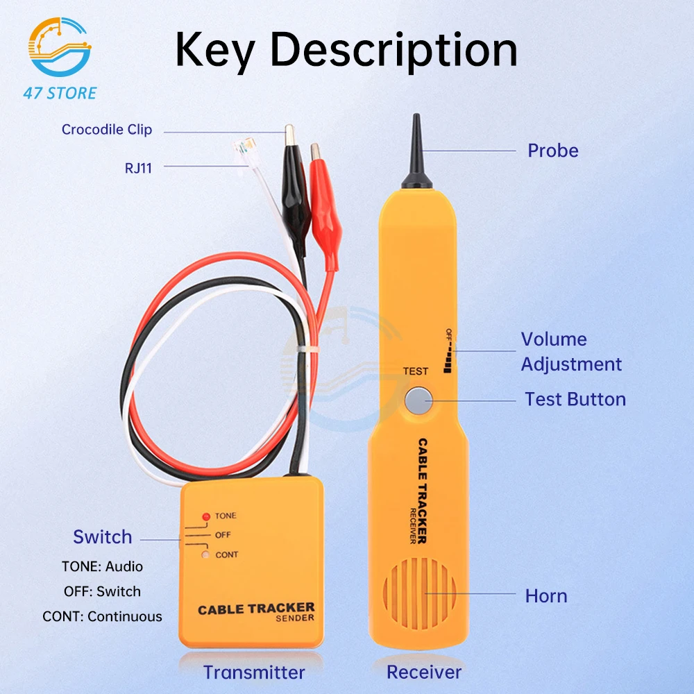 Testeur de réseau de fibre optique portable, ligne professionnelle, détecteur de LAN, détecteur de disjoncteur automatique, déterminer le traqueur de câble