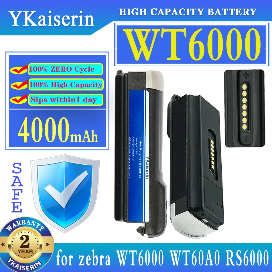 

Сменный аккумулятор YKaiserin 4000 мАч для zebra WT6000 WT60A0 RS6000 BT 000262 A01 BTRY-NWTRS-33MA-01