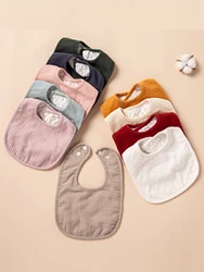 Cotton Soft Baby Solid Color Infant Bib Newborn Lovely Burp Cloths Bandana Scarf for Kids Boy Girls Feeding Saliva Towel