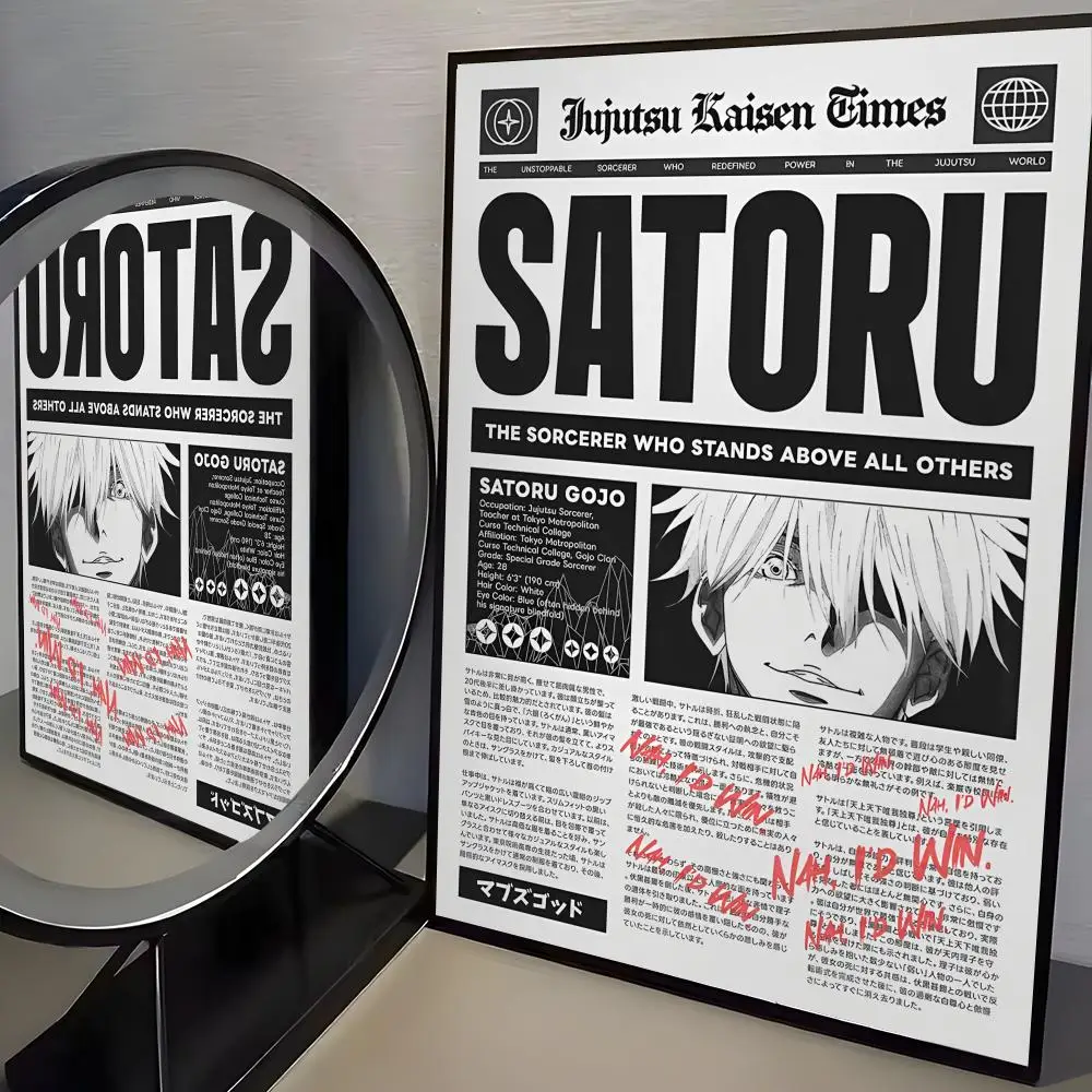 Anime J-JujutsuS K-Kaisens Poster, Zuhause, Wohnzimmer, Schlafzimmer, Bar, Flur, klebrige Wandkunst, Druck, wasserfest, ästhetisches Dekor