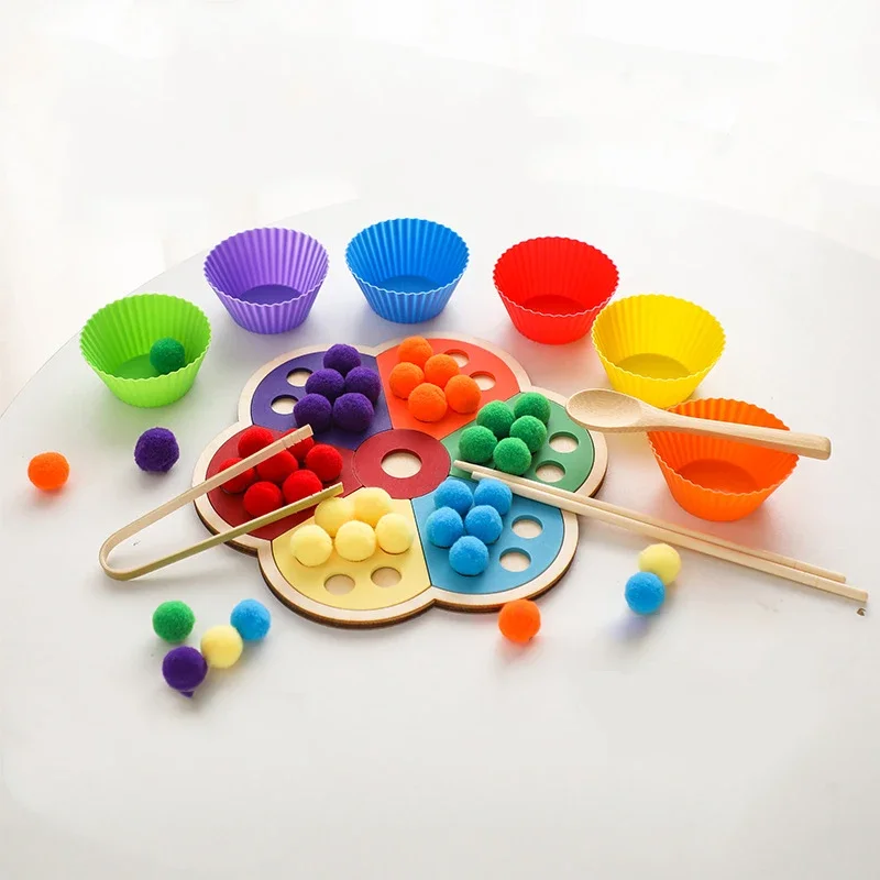 

Wooden Montessori Toys for Kids Clip Beads Color Sorting Matching Early Educational Sensory Toy Baby Children Family Count Games