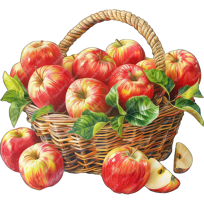 Three Ratels CO104  Pastoral style Apple basket Beautiful cartoon fruit wall stickers for Home decoration  Kitchen decals