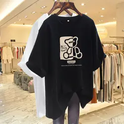 Vrouwen Kleding Schattige Cartoon Bedrukt Zoete Casual T-Shirt Zomer Geheel Katoen Baisc Korte Mouw Losse O-hals Tops