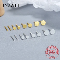 INZATT 5 Pairs/lot Real 925 Sterling Silver Geometric Round Stud Earrings For Women Puncture Ear Hole Fine Jewelry Accessories