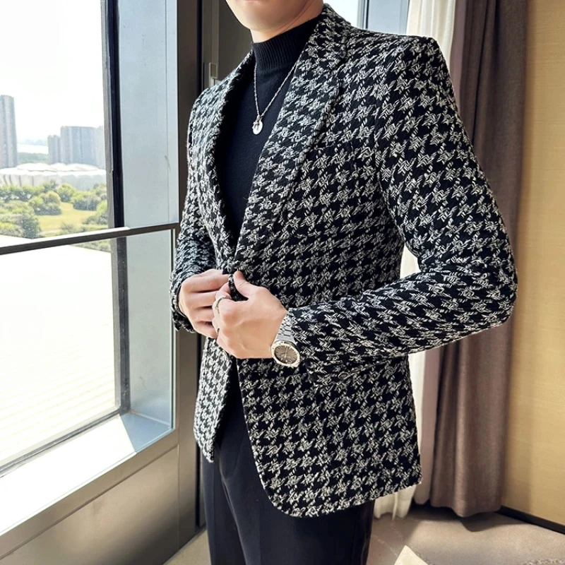 4XL-M New Men\'s Blazers Male Suit Jacket High Quality Spring Autumn Business Leisure Tuxedo Men Clothing Wedding Suit Coats