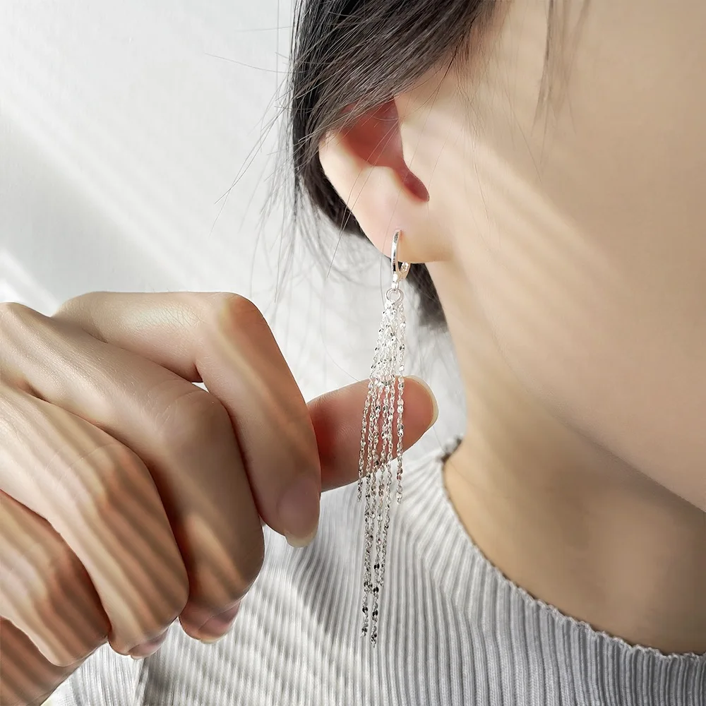 VENTFILLE 925 Sterling Tassels Earring for Women Girl Exaggeration Design Trend Fashion Jewelry Gift Dropshipping