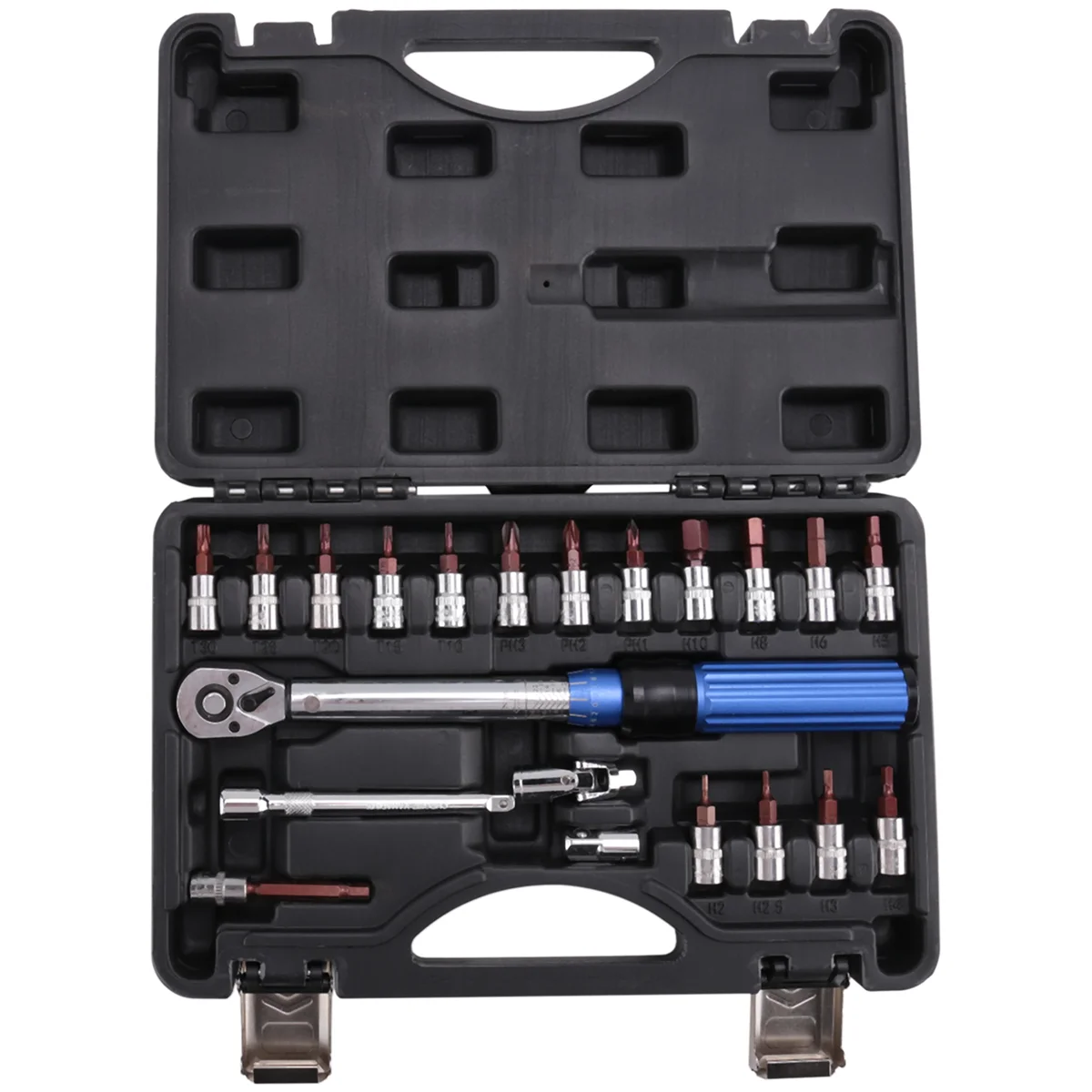 ABNQ Bike Torque Wrench 1/4inch Preset Torque Wrench Set Torque 2-25Nm Bicycle Hex Wrench Repair Kit