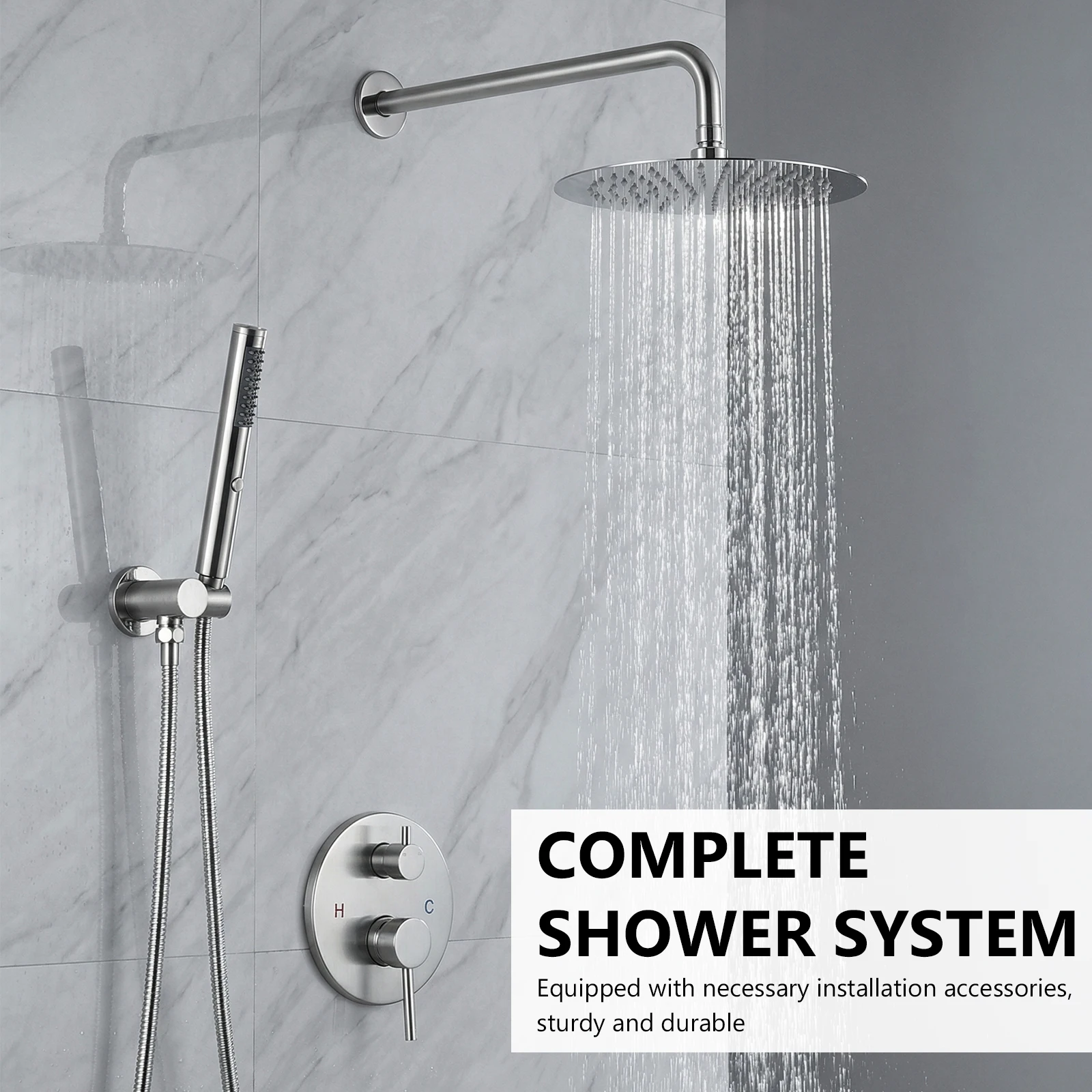 

Потолочная душевая система с эффектом тропического дождя, 10-дюймовая душевая лейка, душевая система с эффектом тропического дождя с встраиваемым клапаном для дома, отеля, жесткой воды